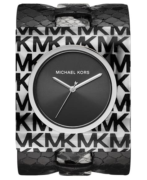 michael kors willa watch|Women's Willa Black & White Leather Cuff Watch 42x48mm.